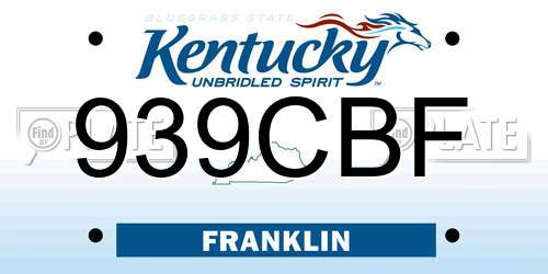 939CBF Kentucky License Plate