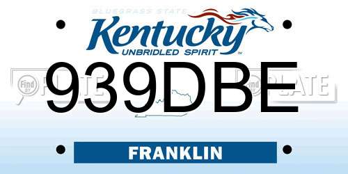 939DBE Kentucky License Plate