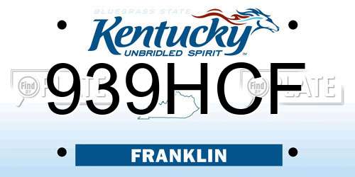 939HCF Kentucky License Plate
