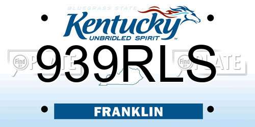 939RLS Kentucky License Plate