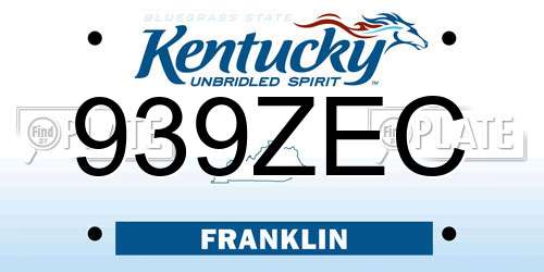 939ZEC Kentucky License Plate