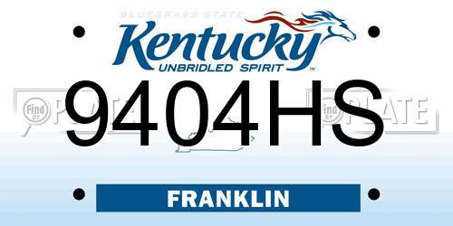 9404HS Kentucky License Plate