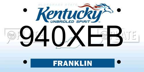 940XEB Kentucky License Plate