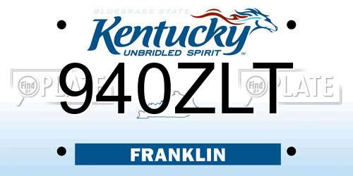 940ZLT Kentucky License Plate