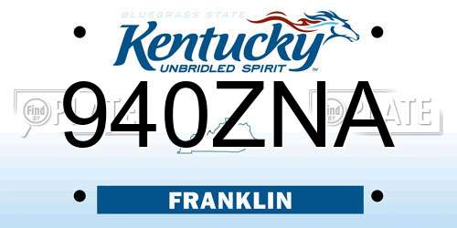 940ZNA Kentucky License Plate
