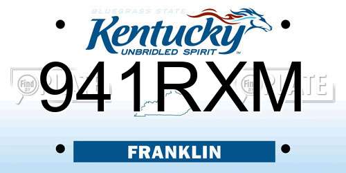 941RXM Kentucky License Plate