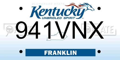 941VNX Kentucky License Plate