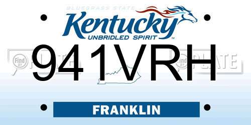 941VRH Kentucky License Plate