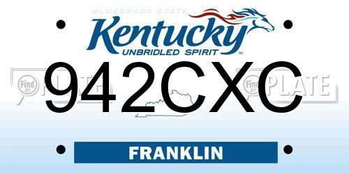 942CXC Kentucky License Plate