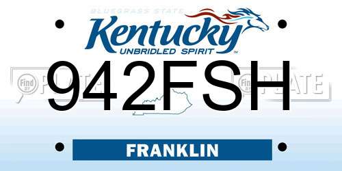942FSH Kentucky License Plate