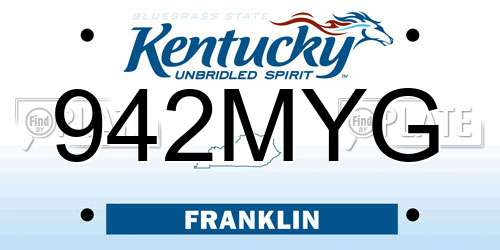 942MYG Kentucky License Plate