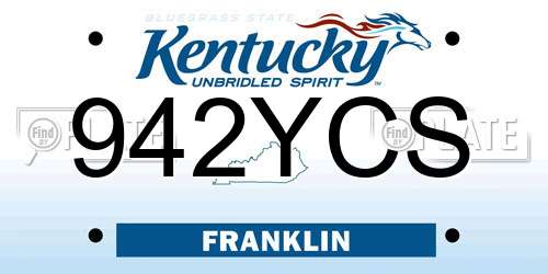 942YCS Kentucky License Plate