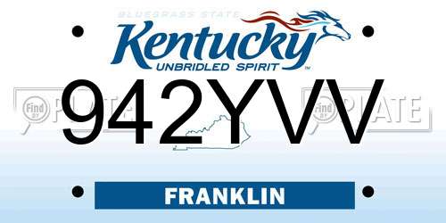 942YVV Kentucky License Plate
