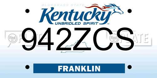 942ZCS Kentucky License Plate