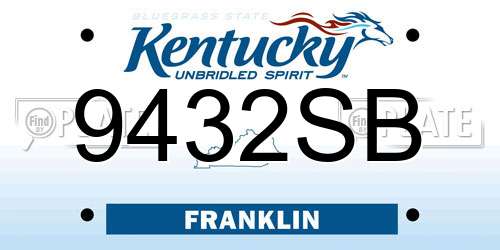 9432SB Kentucky License Plate