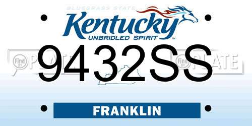 9432SS Kentucky License Plate