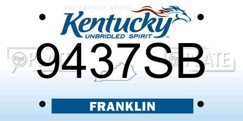 9437SB Kentucky License Plate