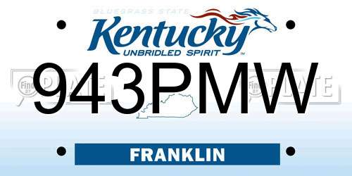 943PMW Kentucky License Plate