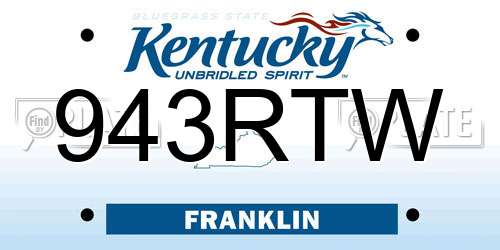 943RTW Kentucky License Plate