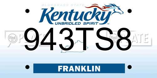 943TS8 Kentucky License Plate