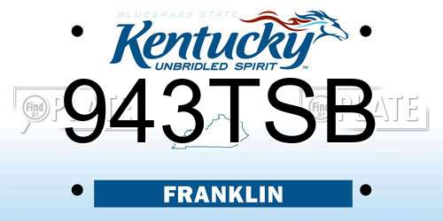 943TSB Kentucky License Plate