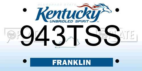 943TSS Kentucky License Plate