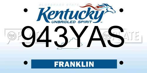 943YAS Kentucky License Plate