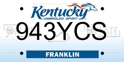 943YCS Kentucky License Plate