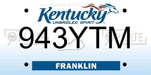 943YTM Kentucky License Plate