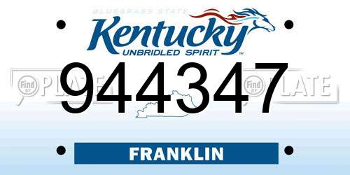 944347 Kentucky License Plate
