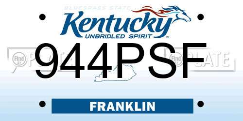 944PSF Kentucky License Plate