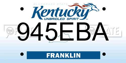 945EBA Kentucky License Plate