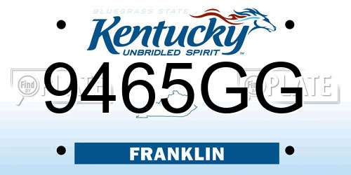 9465GG Kentucky License Plate