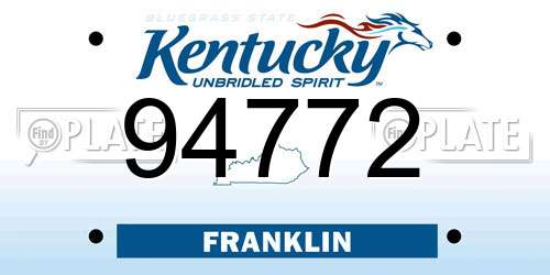 94772 Kentucky License Plate