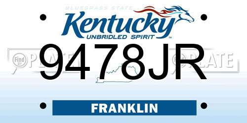 9478JR Kentucky License Plate