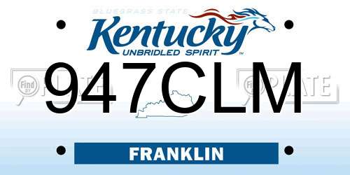 947CLM Kentucky License Plate