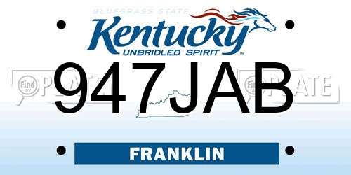 947JAB Kentucky License Plate