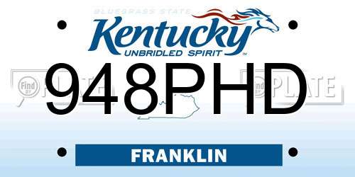 948PHD Kentucky License Plate