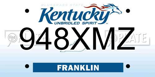 948XMZ Kentucky License Plate