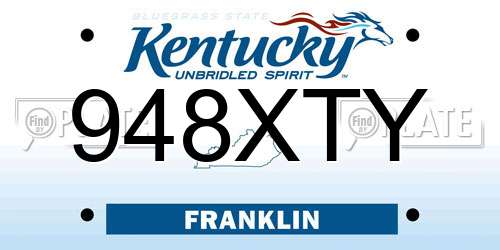 948XTY Kentucky License Plate