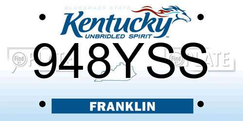 948YSS Kentucky License Plate