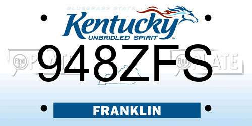 948ZFS Kentucky License Plate