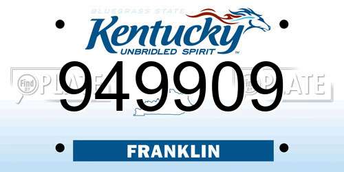 949909 Kentucky License Plate