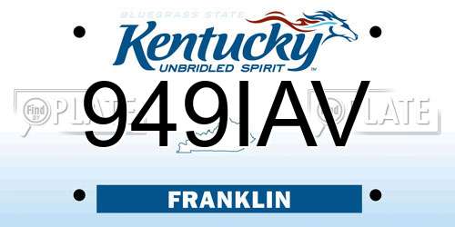 949IAV Kentucky License Plate