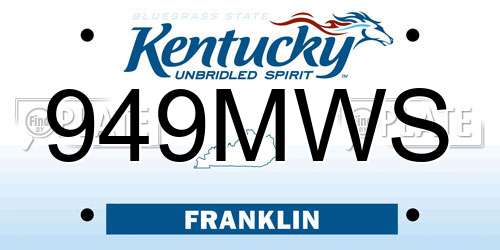949MWS Kentucky License Plate