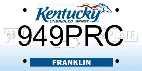 949PRC Kentucky License Plate