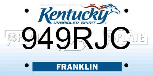 949RJC Kentucky License Plate
