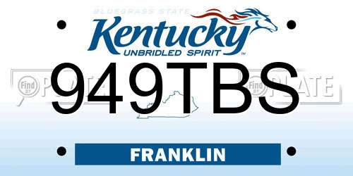 949TBS Kentucky License Plate