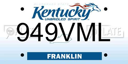 949VML Kentucky License Plate