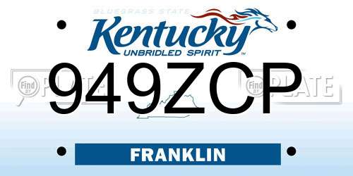 949ZCP Kentucky License Plate